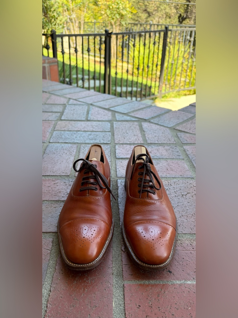 Grenson England Cognac Oxford Cap Toe UK8F/US9